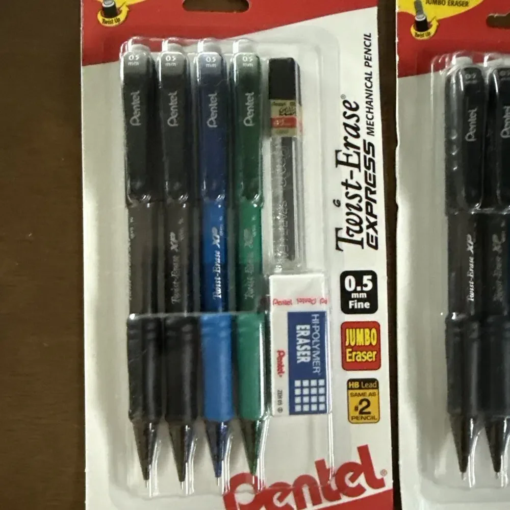 Pentel Twist-Erase Express Mechanical Pencil .5mm 8 Pack Lead Block Eraser